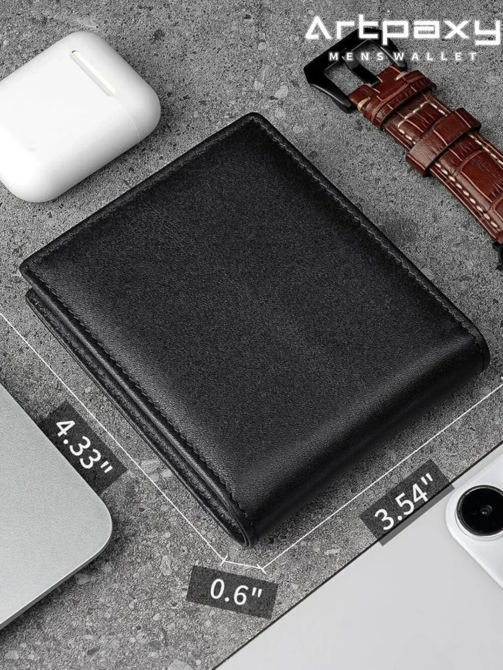 Genuine Leather Bifold Wallet for Men | RFID Blocking, 1 ID Window, 13 Card
